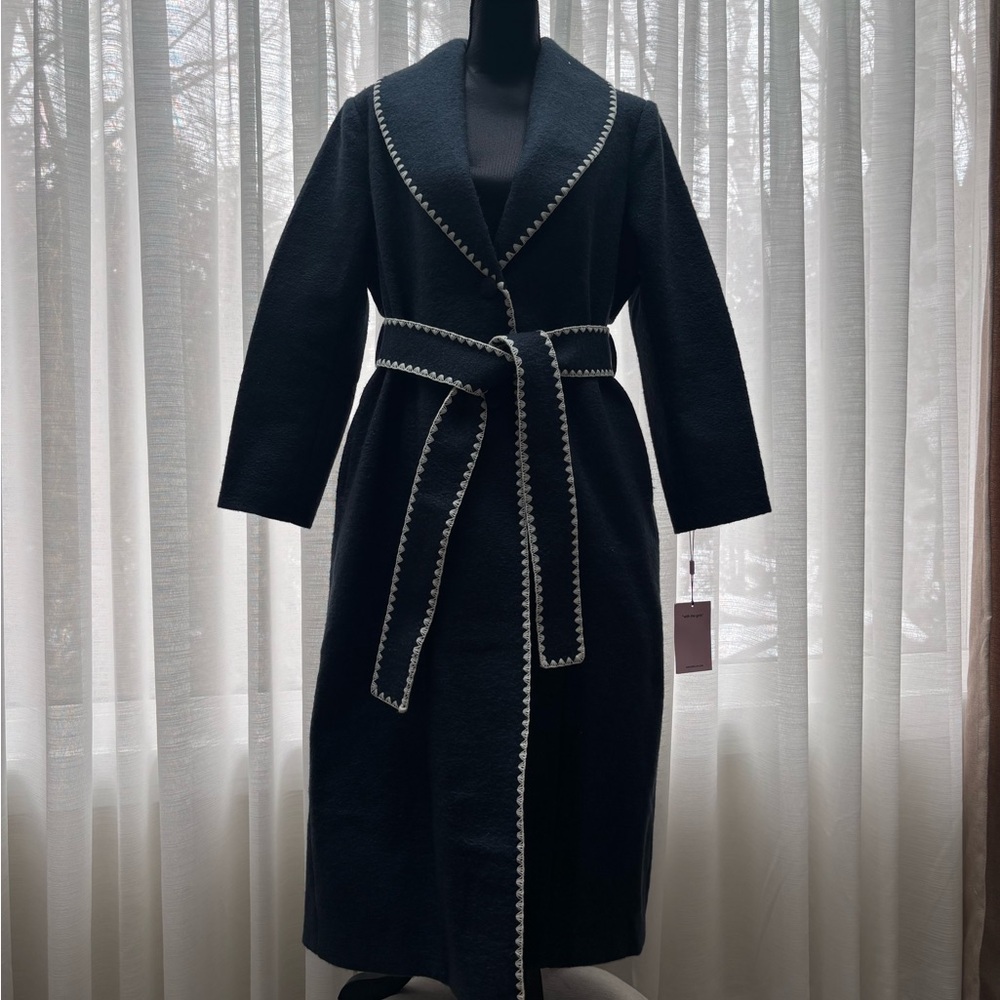 Avec Les Filles Charcoal Coat with Subtle White Accents